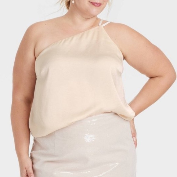New Women’s One Shoulder Tank Top Cream Size XXL - A New Day - Picture 1 of 10